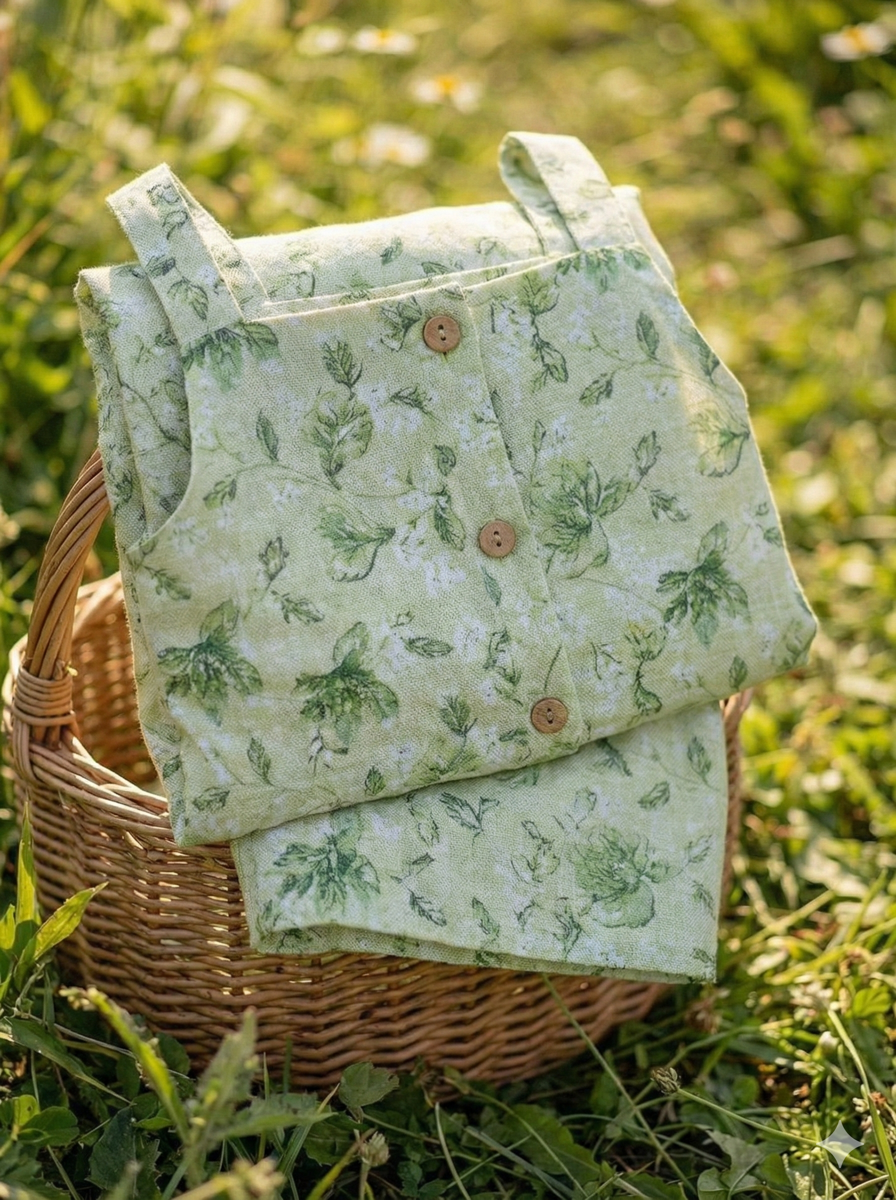 Girls Sage Leaf Top & Pant Set in Green - styled look