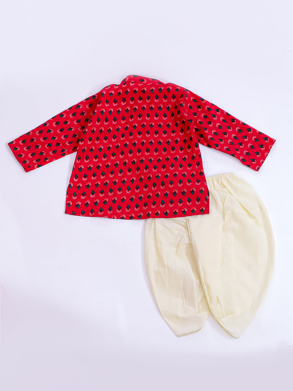 Boys Infant Printed Kurta Dhoti Set in Maroon & White - Cotton Kurta Dhoti - side view