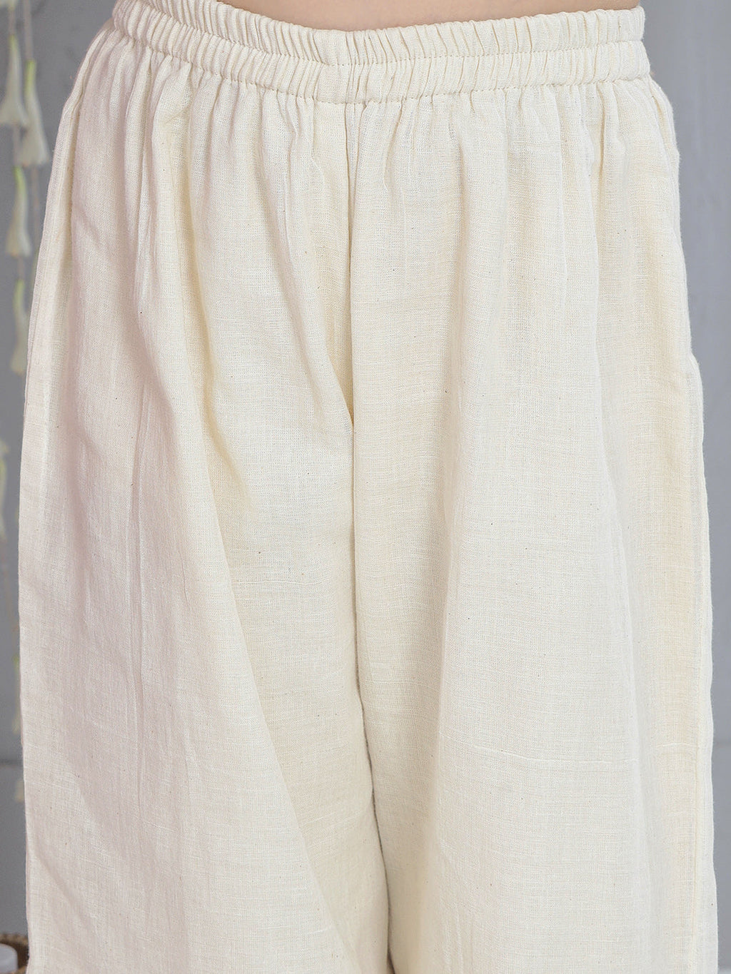 Girls Embroidered Kurti with Palazzo in Offwhite - styled look