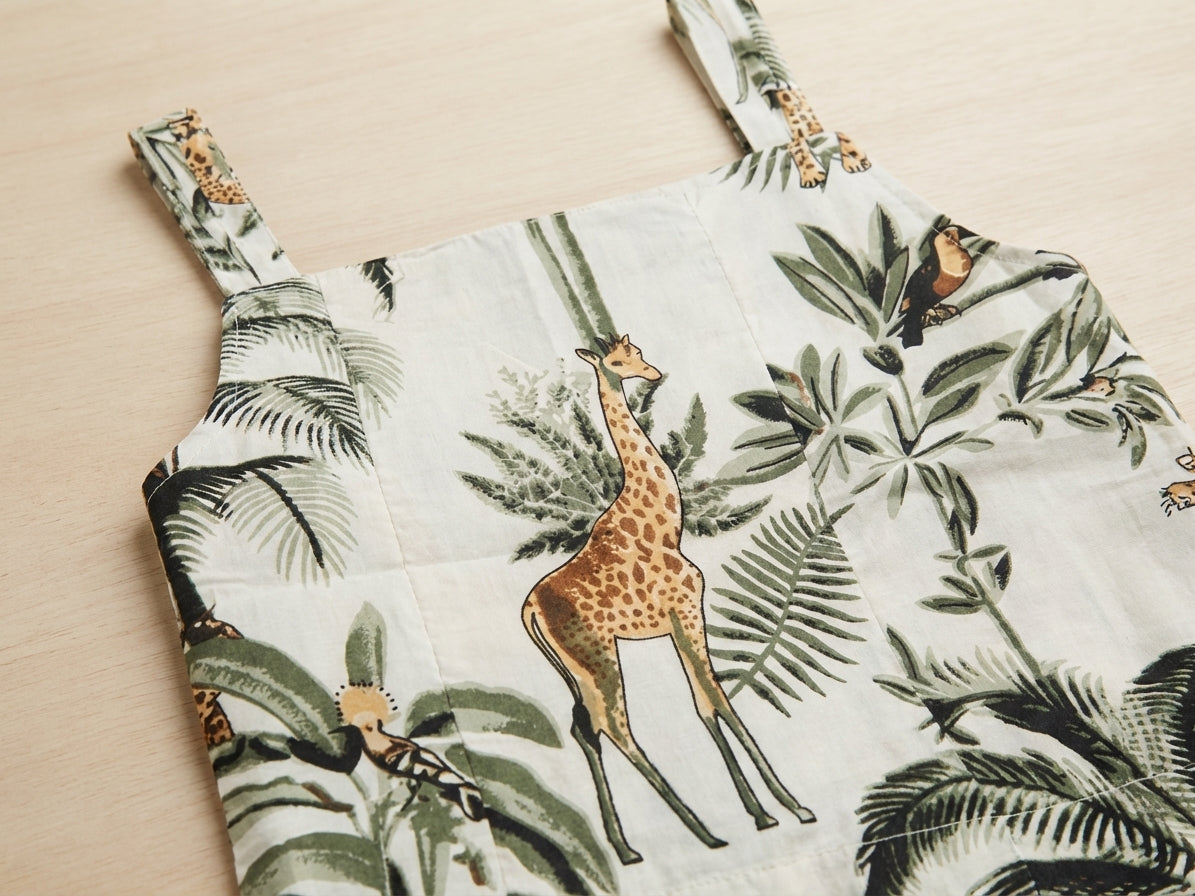 Tropical Safari Printed Top Skirt Set Beige