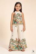 Girls Menagerie Embroidered Halter Co-ord Set Cream - front view