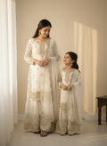 Ivory Embroidered Sharara Set (Girl) - hero shot