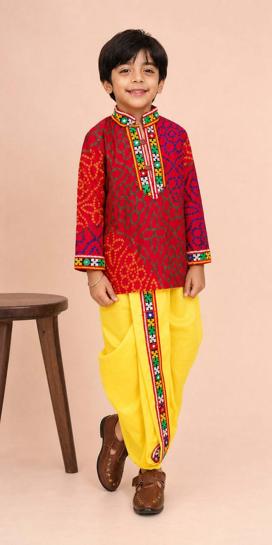 Boys Colourama Navratri Kurta Dhoti Set Multi - lifestyle festive