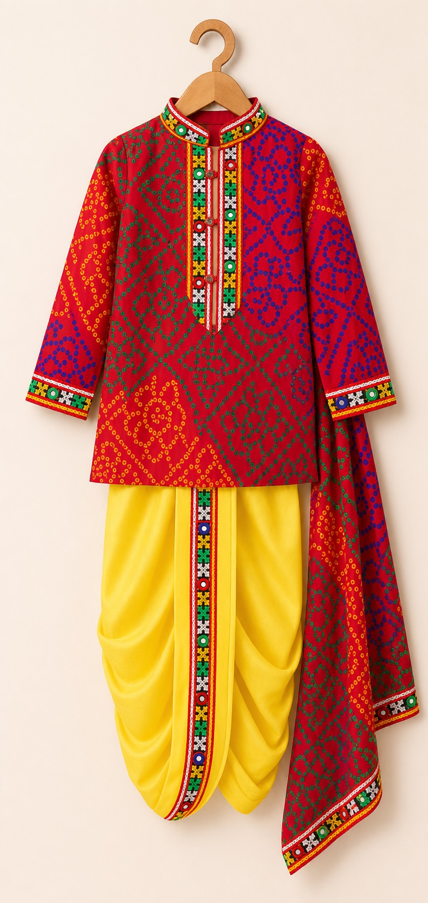 Boys Colourama Navratri Kurta Dhoti Set Multi - hanger
