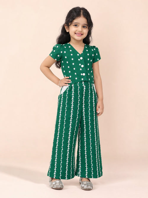 Girls Embroidered Co-Ord Set Green - hero