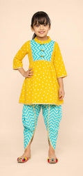 Girls Jhankar Kurta Dhoti Set Yellow - hero