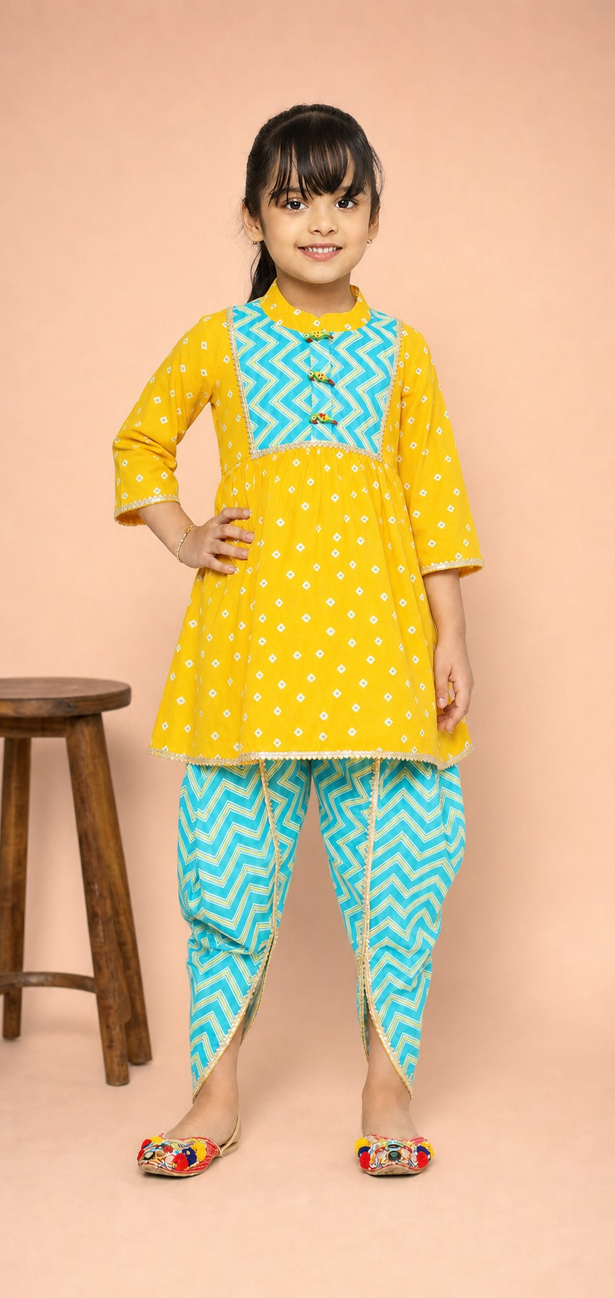 Girls Jhankar Kurta Dhoti Set Yellow - lifestyle festive