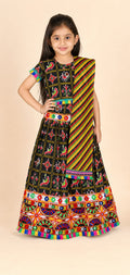 Girls Pattola Print Lehenga Choli Black - hero