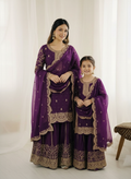 Purple Embroidered Sharara Set (Girl) - hero shot