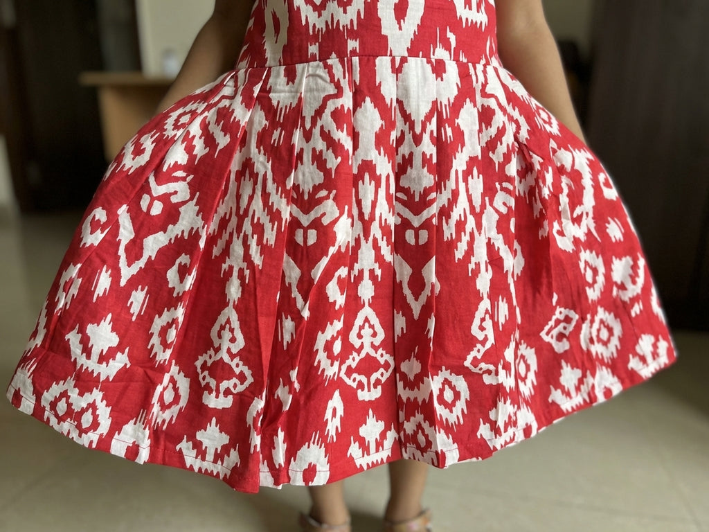 Ikat Printed Frock Red