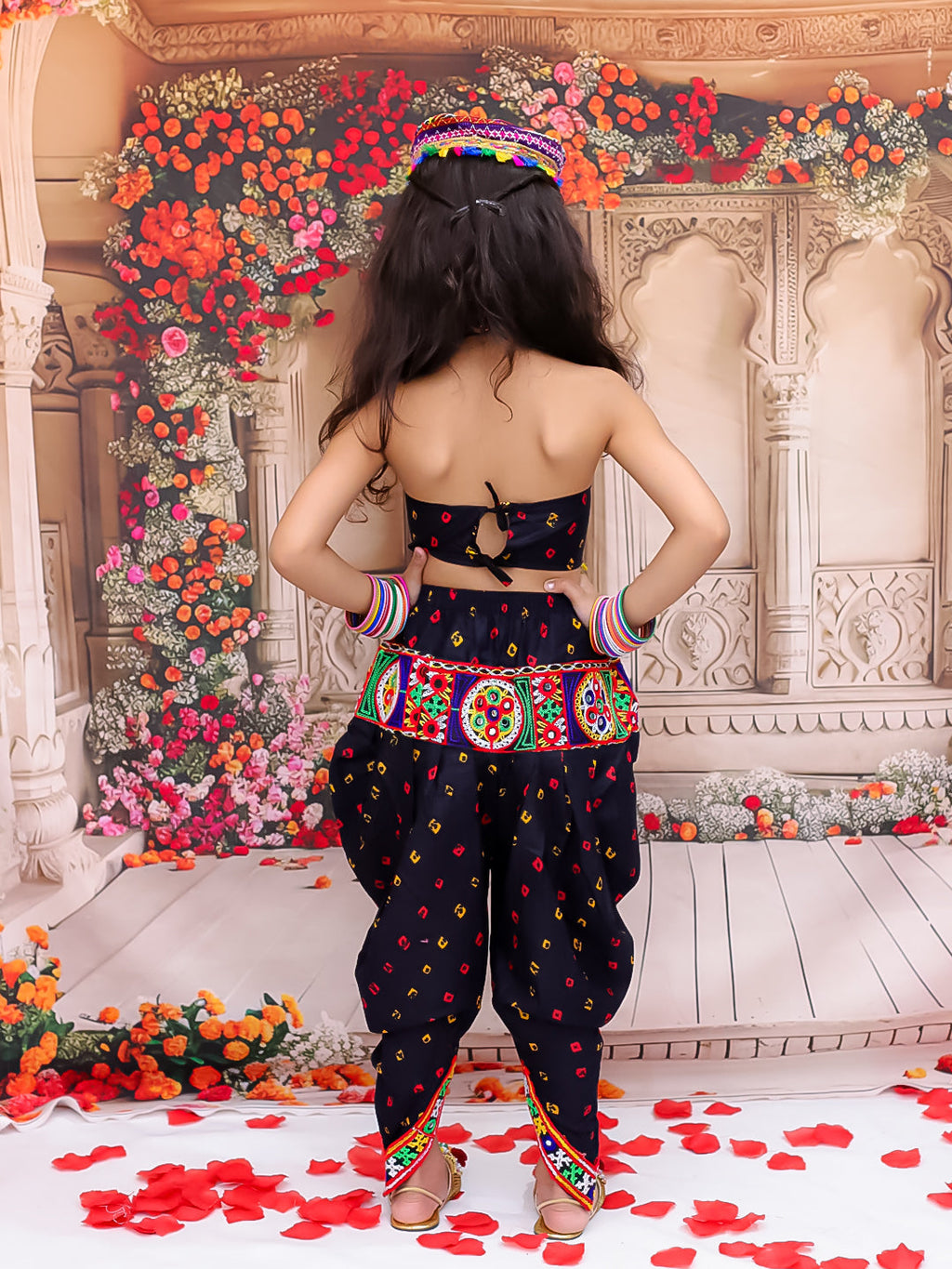 Dandia Nights Dhoti Set With Cap Black